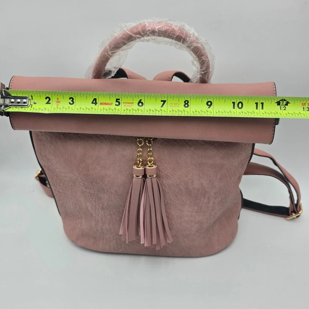 Alyssa Women's Pink Vegan‎ Leather Backpack Convertible Bag